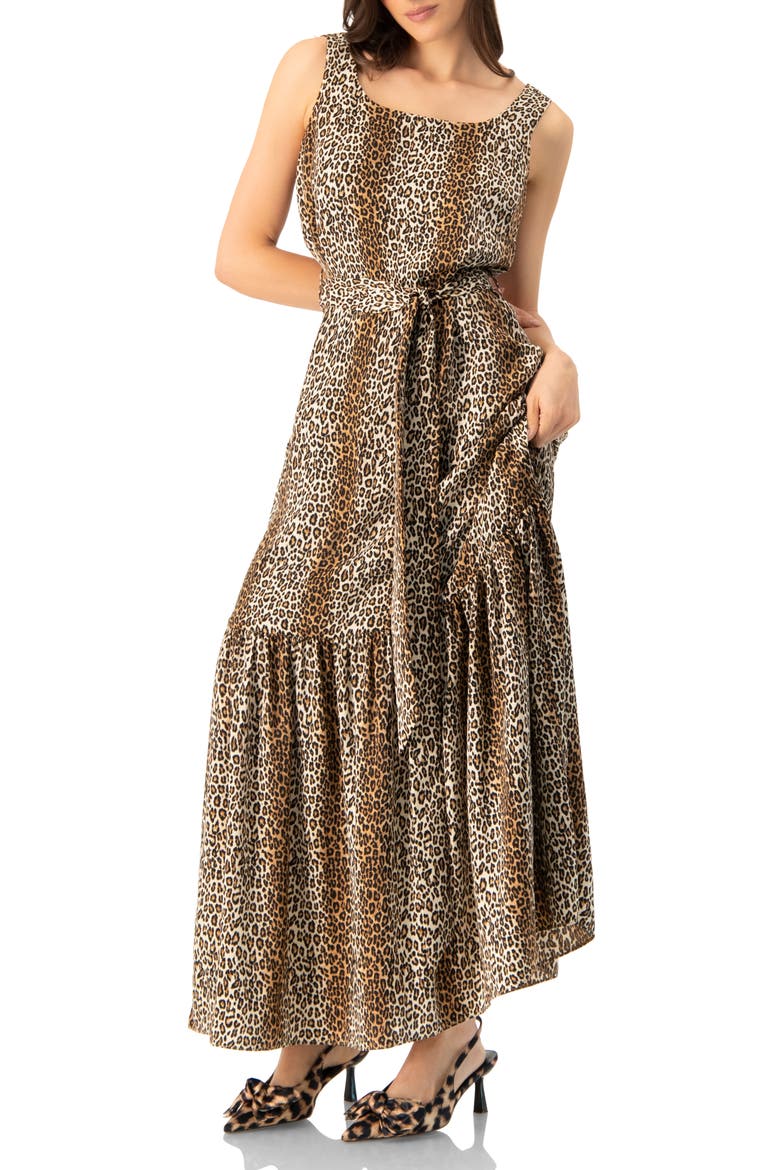 Animal Print Maxi Dress, Main, color, Brown