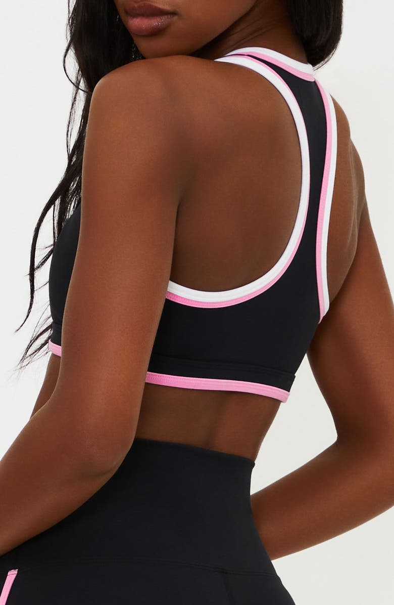 Beach Riot Ida Colorblock Racerback Sports Bra, Alternate, color, Prism Pink And Black