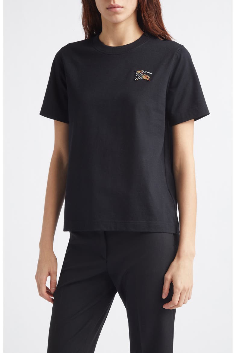 Frankie EKD Check Logo Cotton T-Shirt, Main, color, BLACK