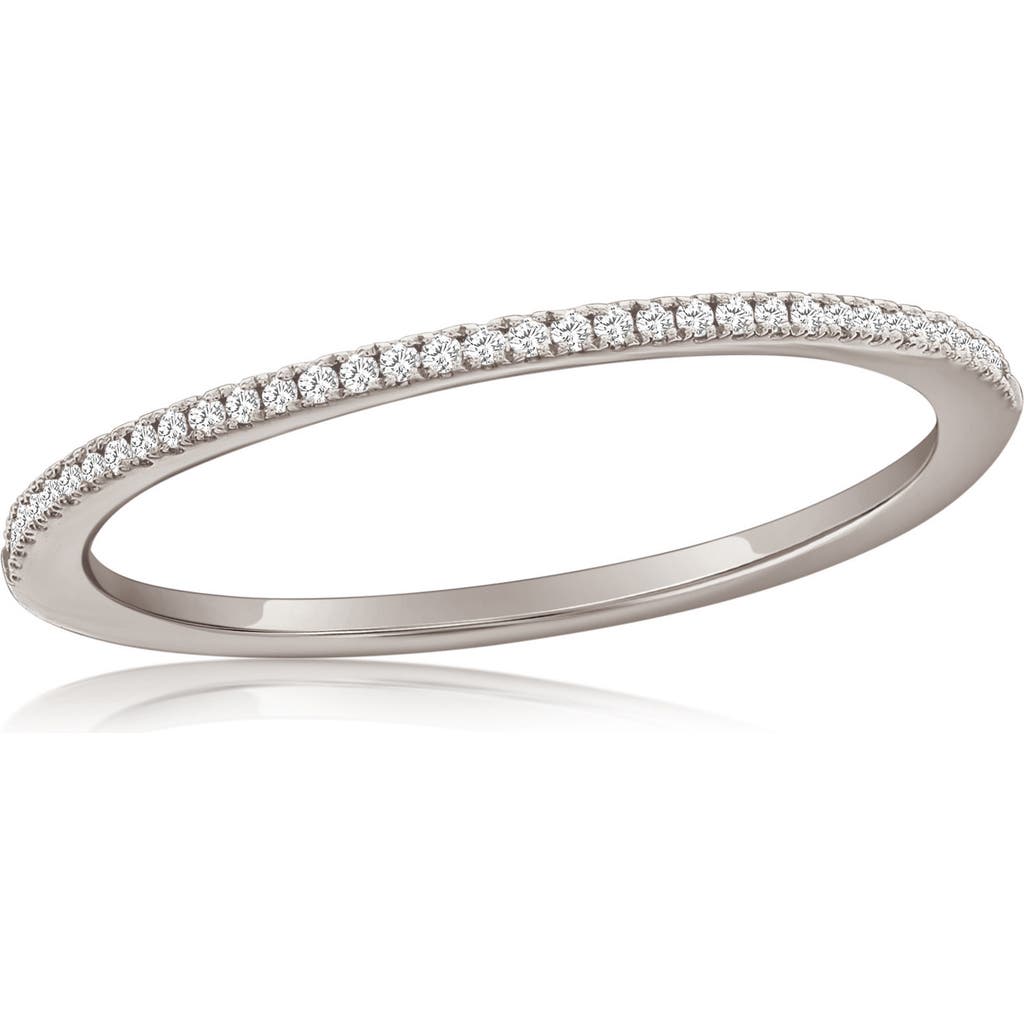 Suzy Levian Diamonds 14k White Gold Diamond Stackable Half Eternity Band Ring In White Gold