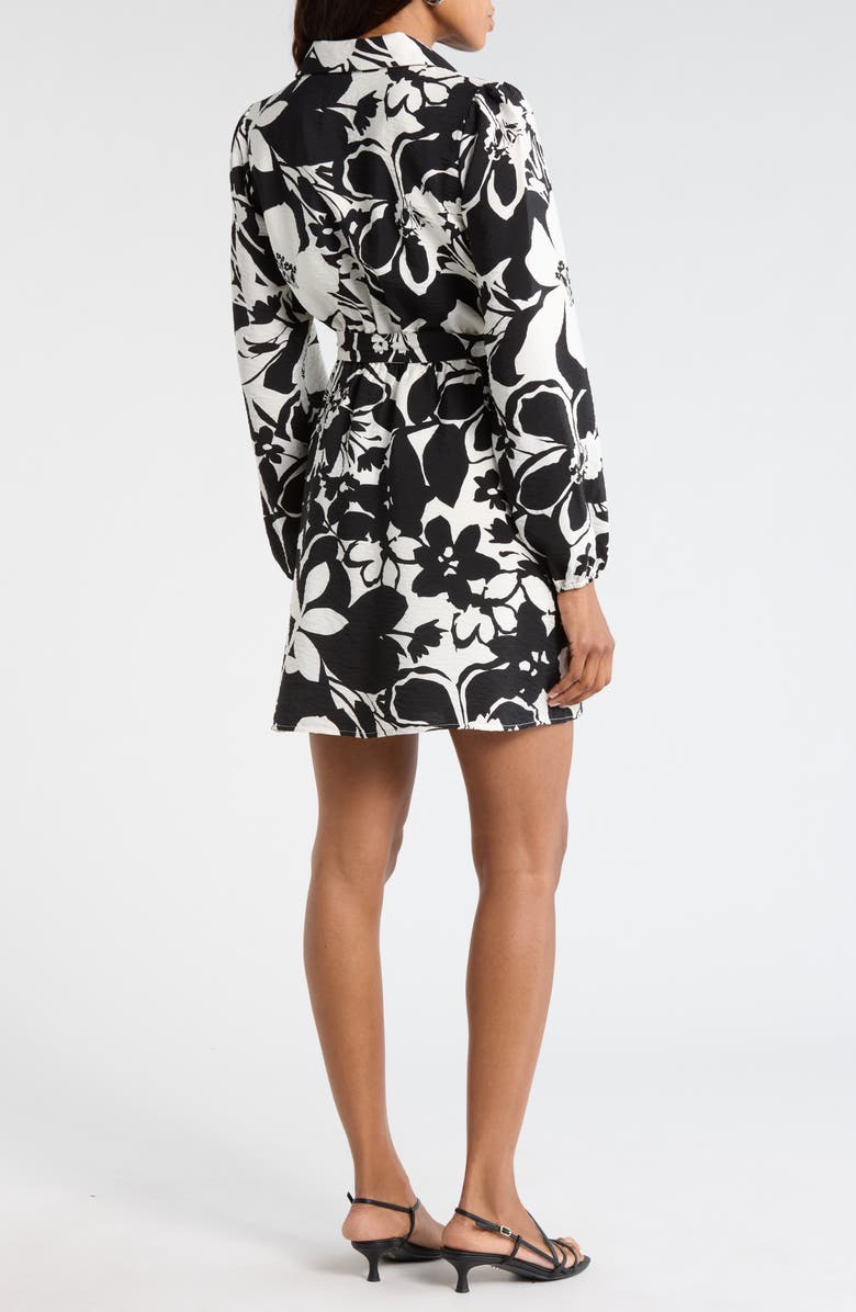 Sam Edelman Floral Long Sleeve Shirtdress, Alternate, color, Black/ White