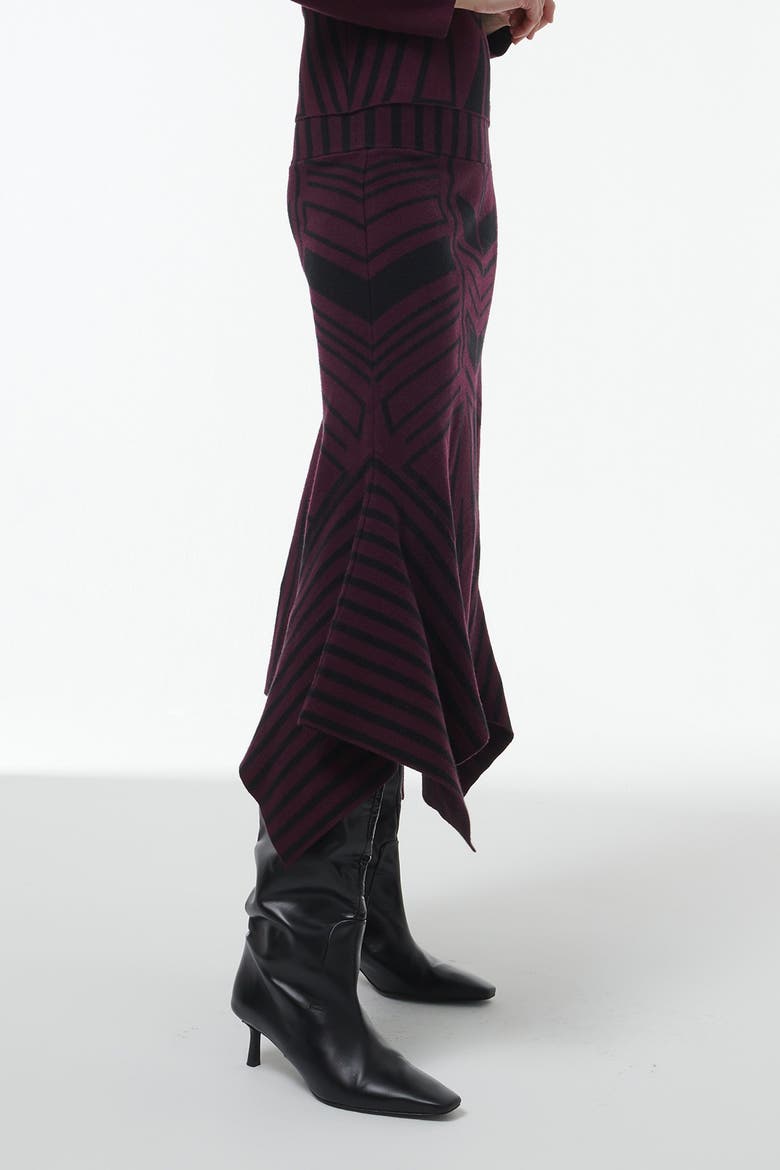 Geometric Jacquard Handkerchief Skirt, Alternate, color, Red