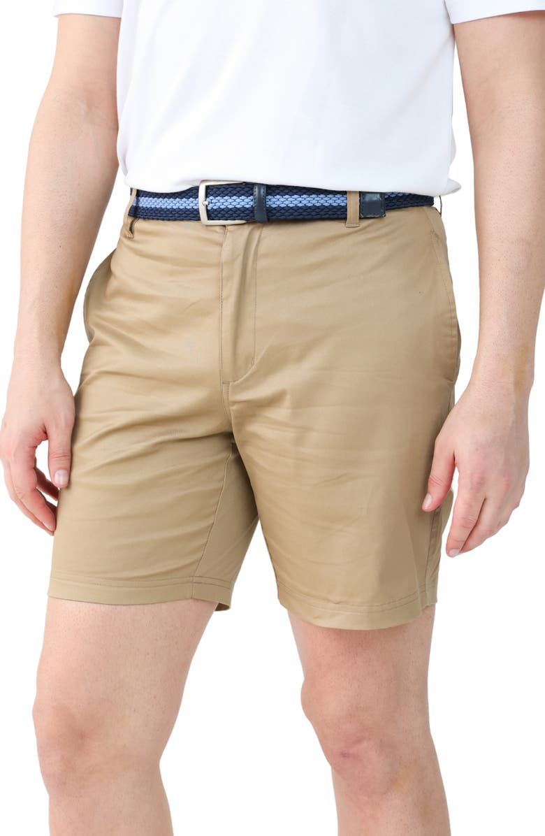 TailorByrd Stretch Cotton Chino Shorts, Alternate, color, Khaki