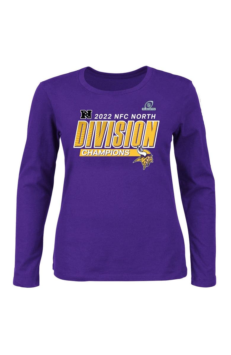 FANATICS Women's Fanatics Branded Purple Minnesota Vikings Plus Size 2022 NFC North Division Champions Divide & Conquer Long Sleeve T-Shirt, Main, color, 