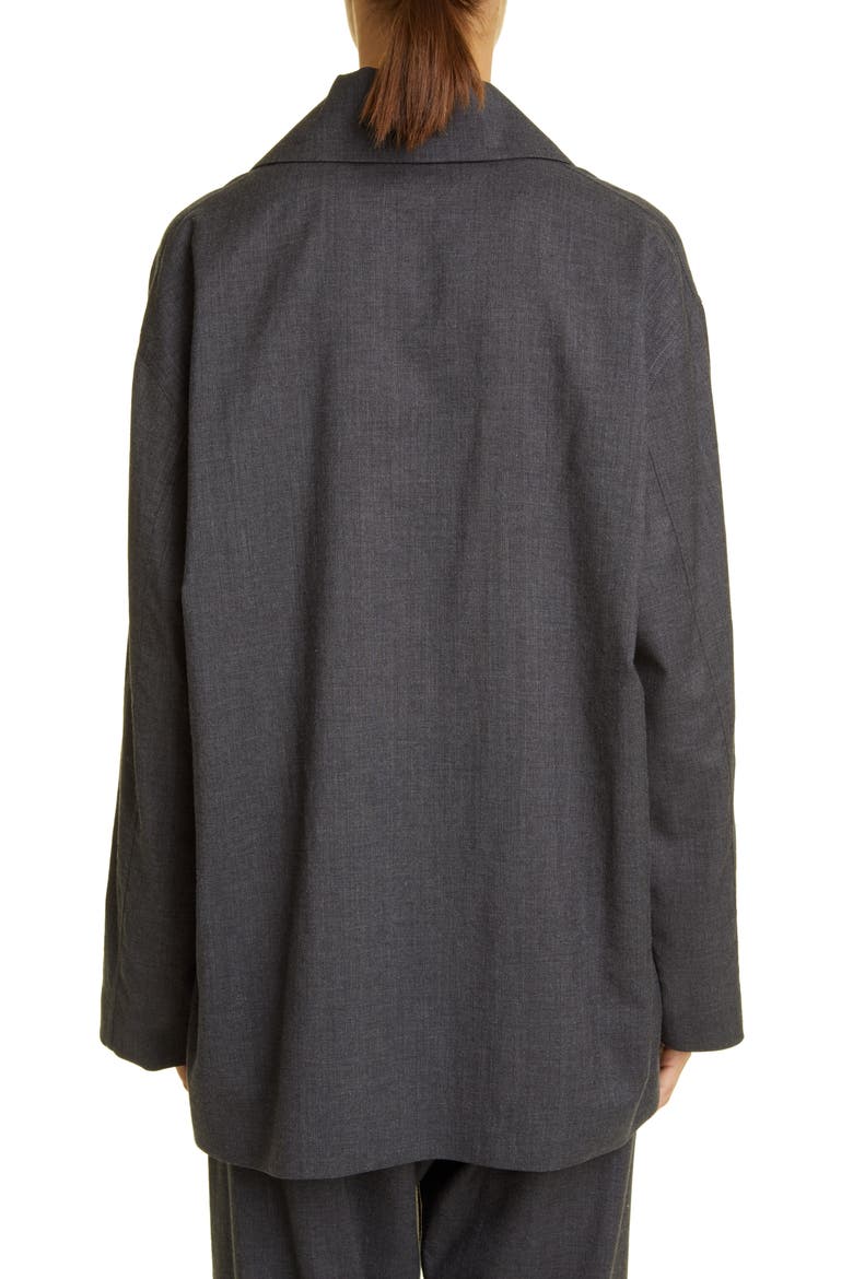 Rigel Silk & Cotton Button-Up Shirt, Alternate, color, DARK GREY