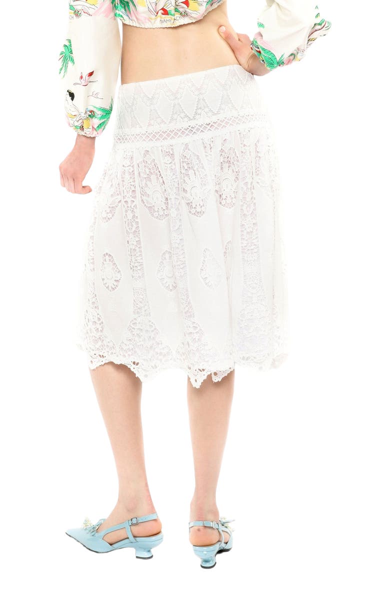 Anna Sui Applique Lace Combo Skirt, Alternate, color, White Multi