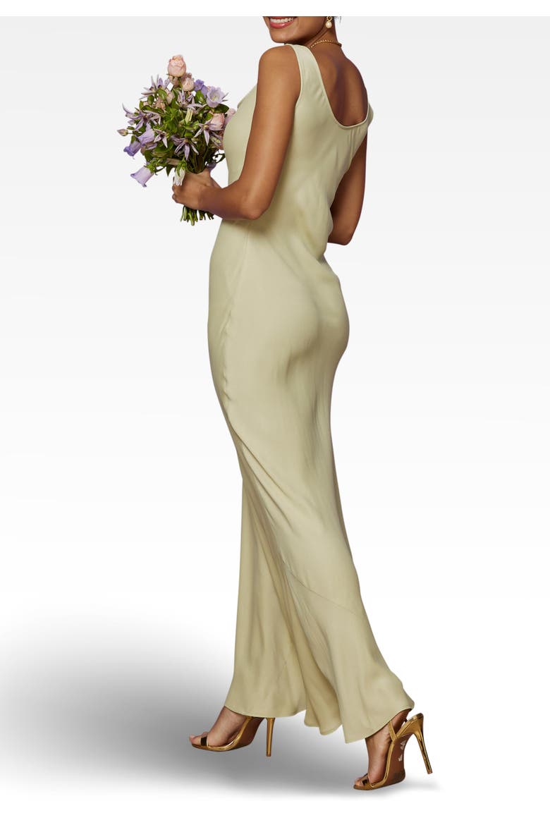 Pandy Satin Cowl Bridesmaid Dress, Alternate, color, Sage Green