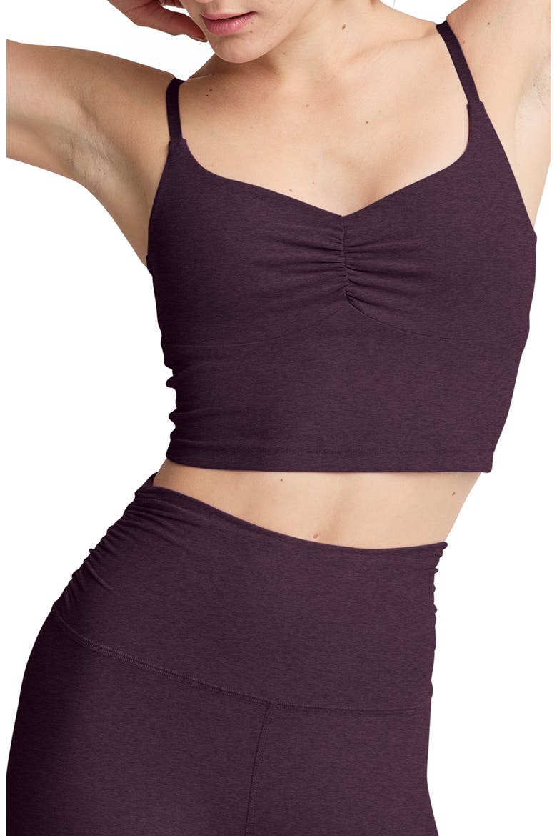 Shirred Crop Camisole, Main, color, EGGPLANT PURPLE HEATHER