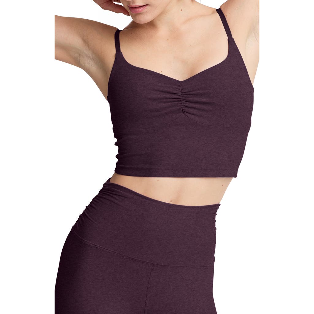 Beyond Yoga Shirred Crop Camisole In Purple
