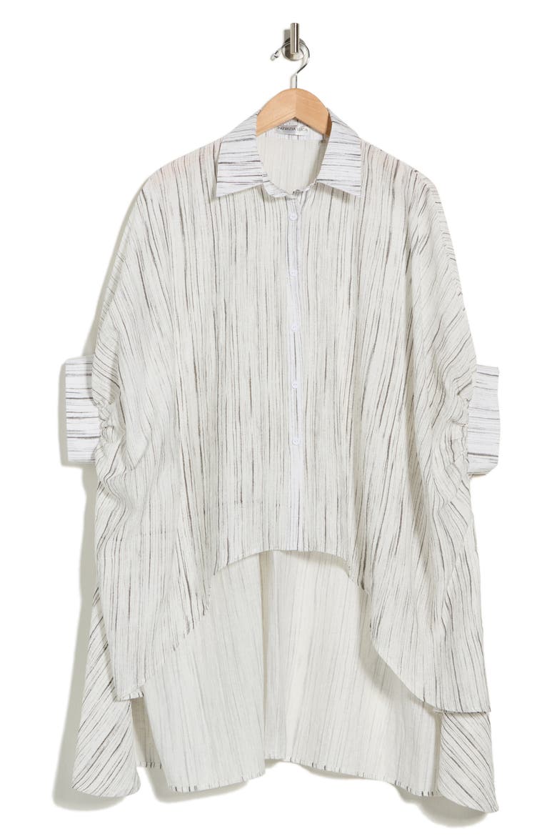 Oversize High/Low Button-Up Shirt, Alternate, color, OFF WHITE