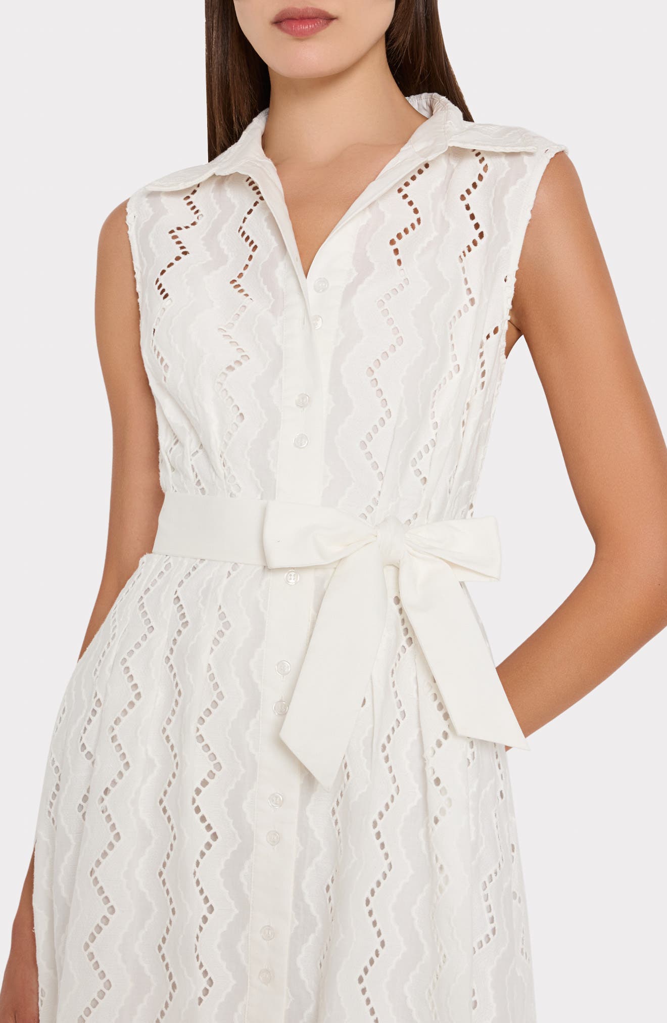 Leya Eyelet Sleeveless Midi Shirtdress - image 2