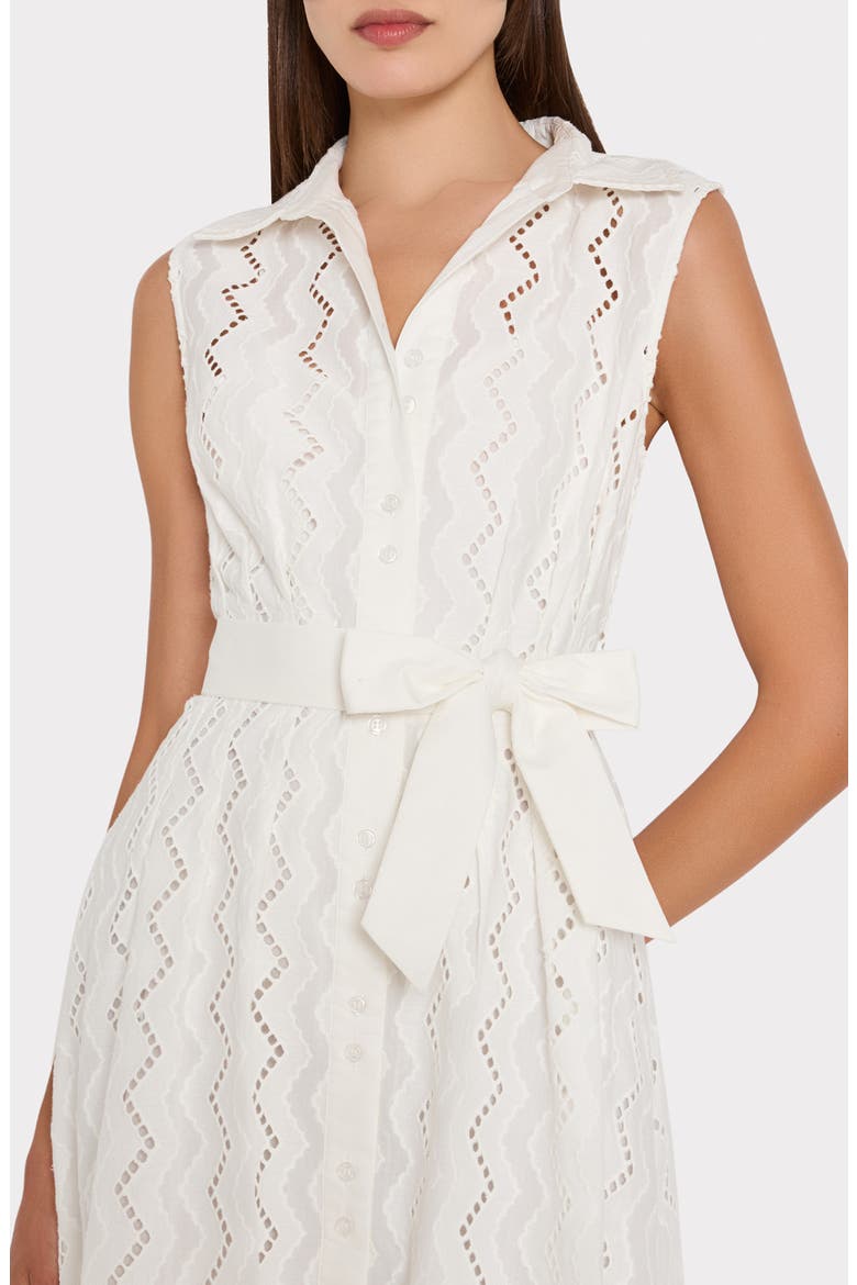 Leya Eyelet Sleeveless Midi Shirtdress, Alternate, color, WHITE