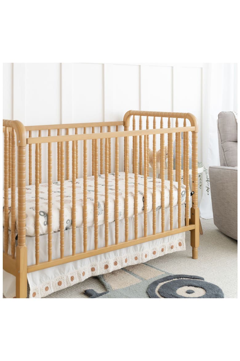 Crochet Trim Cotton Crib Skirt, Alternate, color, BEIGE