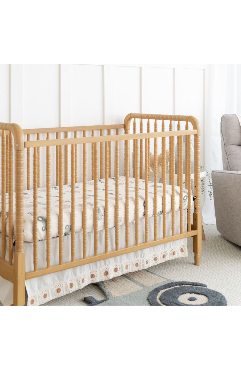 CRANE BABY Crochet Trim Cotton Crib Skirt, Alternate, color, Beige