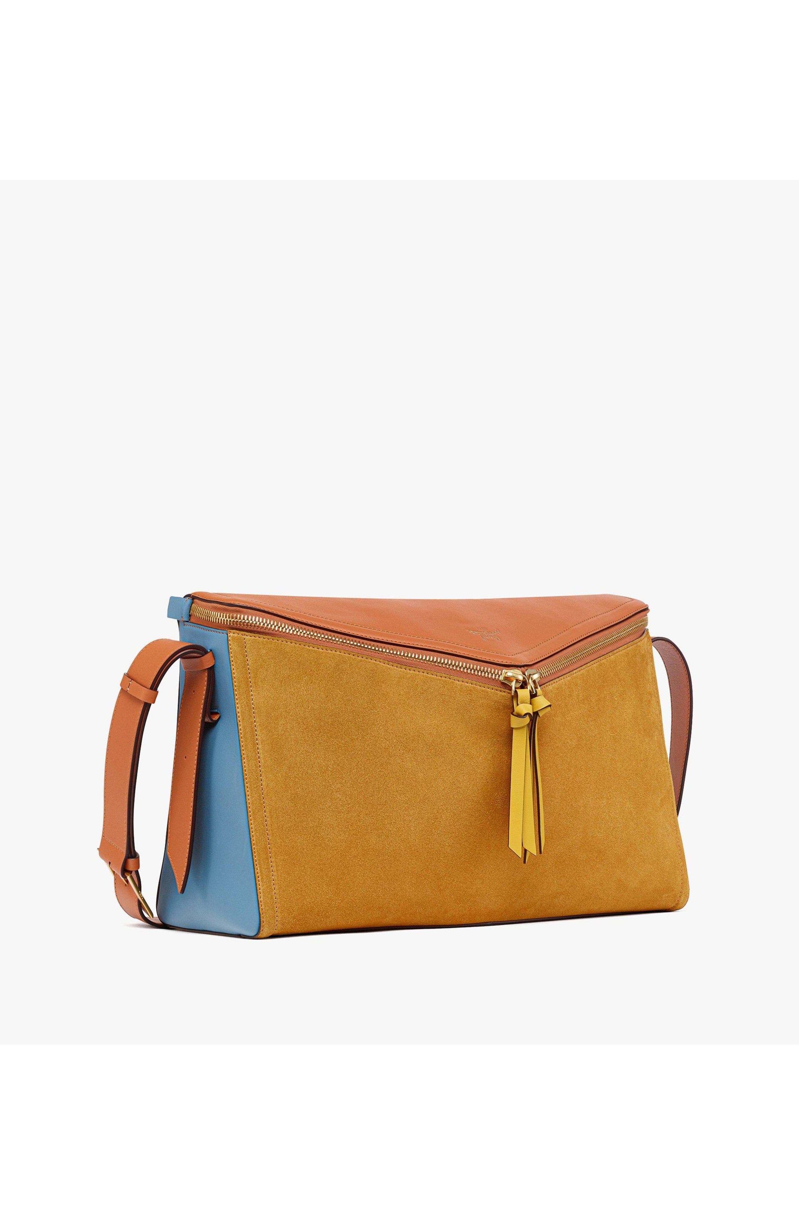 Large Diamant 3D Shoulder Bag in Suede and Calf Leather, Alternate, color, Multi