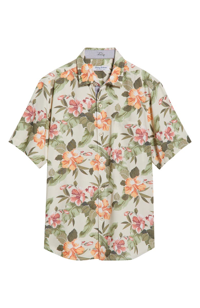 Tommy Bahama Coastal Ease Cali Grove Floral IslandZone<sup>®</sup> Short Sleeve Button-Up Shirt, Alternate, color, Cameo
