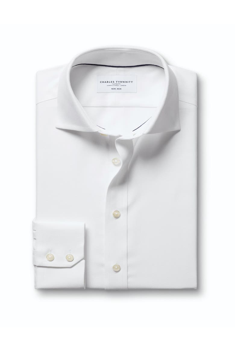 Non-Iron Stretch Trafalgar Weave Shirt, Alternate, color, White
