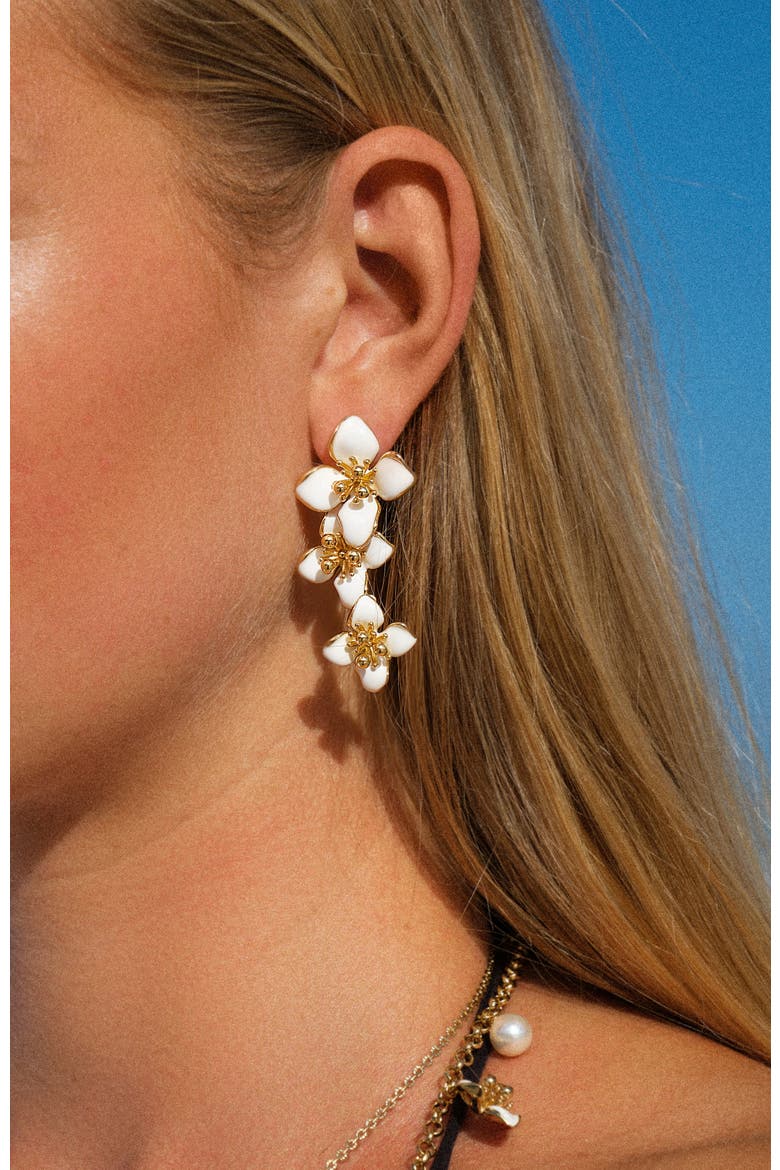 Iris Blossom Earrings, Alternate, color, White & Gold