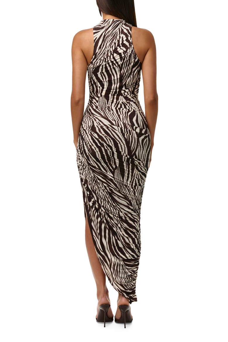 Zebra Stripe Asymmetric Dress, Alternate, color, WILD RIVIERA