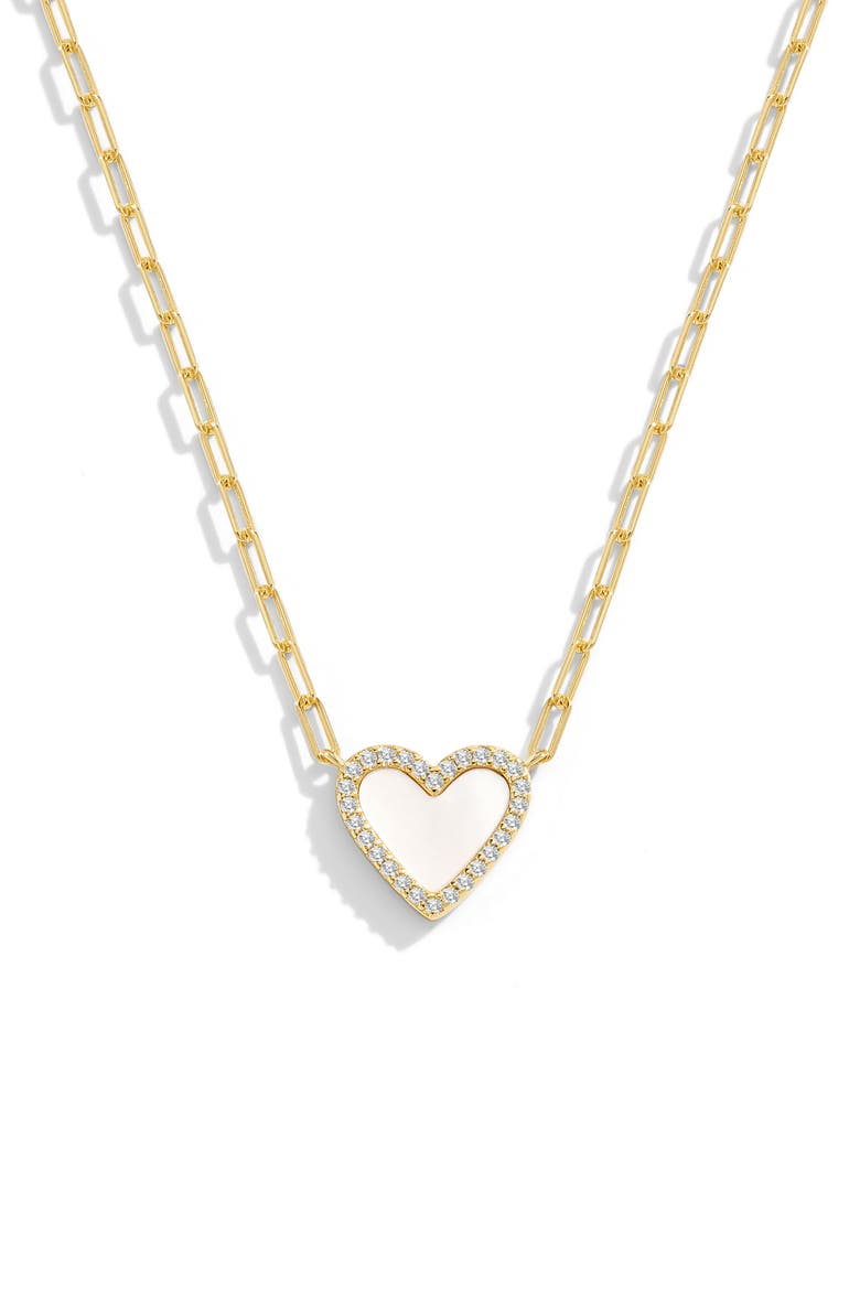 Dainty Heart Paperclip Necklace, Main, color, Mother of Pearl