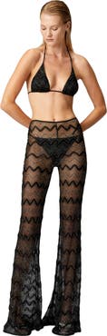 Missoni Flare Cover-up Trousers In Zig Zag Lamé Viscose