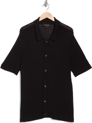 TRUTH Short Sleeve Open Knit Button-Up Shirt | Nordstromrack
