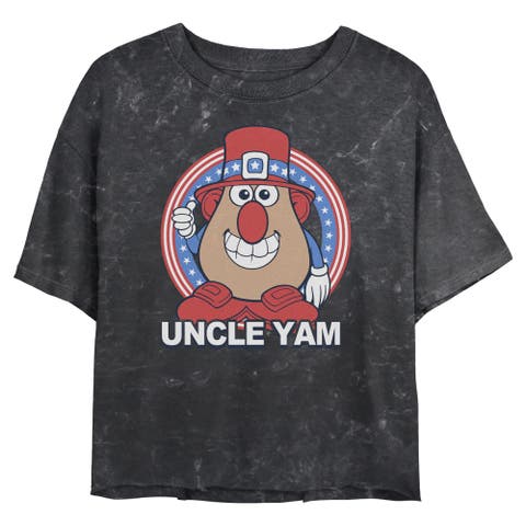 Junior's Uncle Yam Badge Short Sleeve Cropped T-Shirt