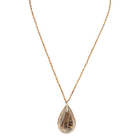 Rutilated Quartz Necklace with Faceted Copper-Tone Beads