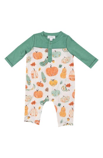 Angel Dear Crayon Pumpkins Romper In Green