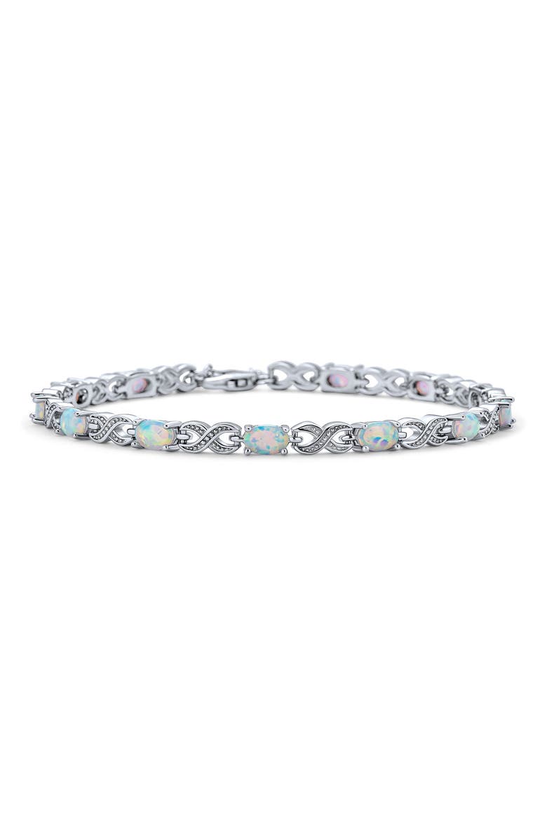 Sterling Silver Opal Hug Me Bracelet, Main, color, WHITE