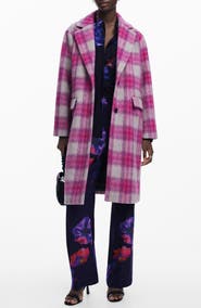 Desigual Cuadro Plaid Coat