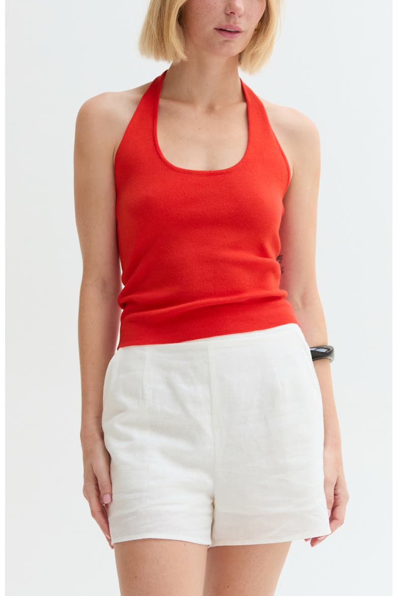 Halter Knit Top, Alternate, color, Poppy