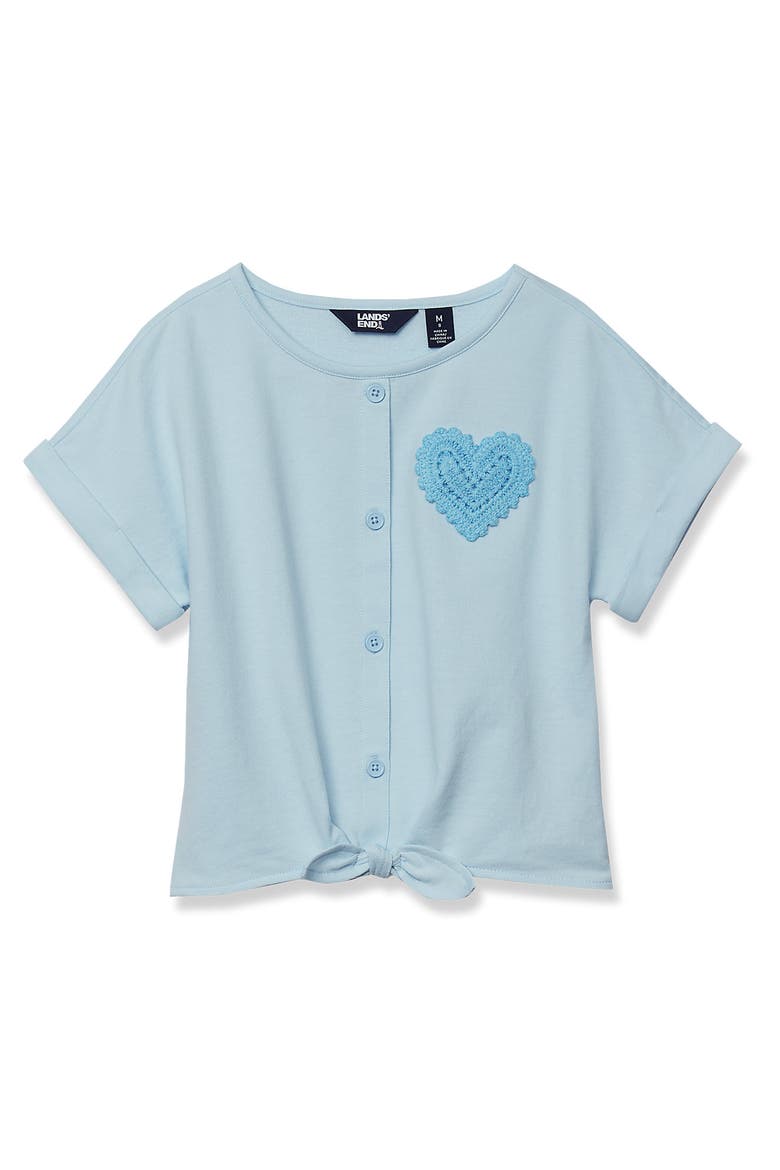 Girls Slouchy Button Front Terry Knit Top, Main, color, Nantucket Blue