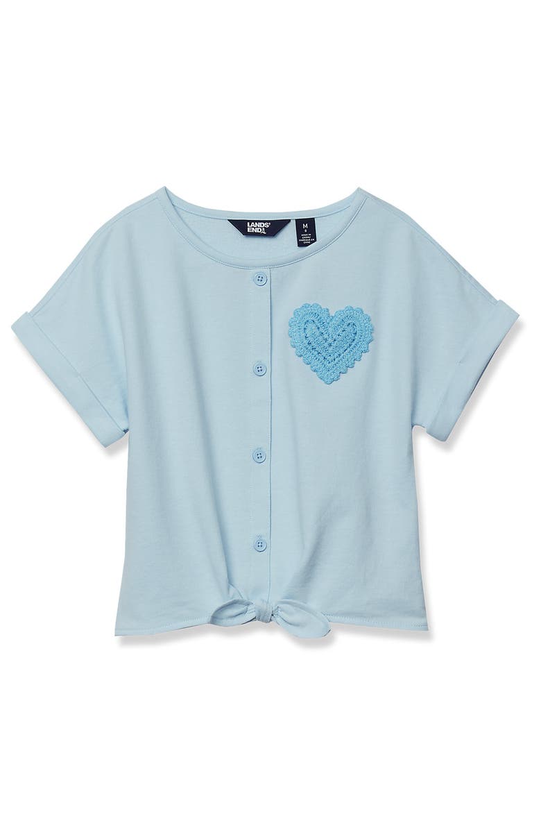 Lands' End Girls Slouchy Button Front Terry Knit Top, Main, color, Nantucket Blue