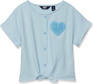 Lands' End Girls Slouchy Button Front Terry Knit Top