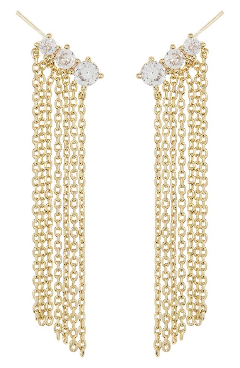 NORDSTROM RACK Goldtone Cascading Crystal Chain Earrings, Main, color, 