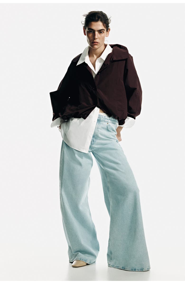 H&M Oversized bubble-hem jacket, Alternate, color, Dark Brown