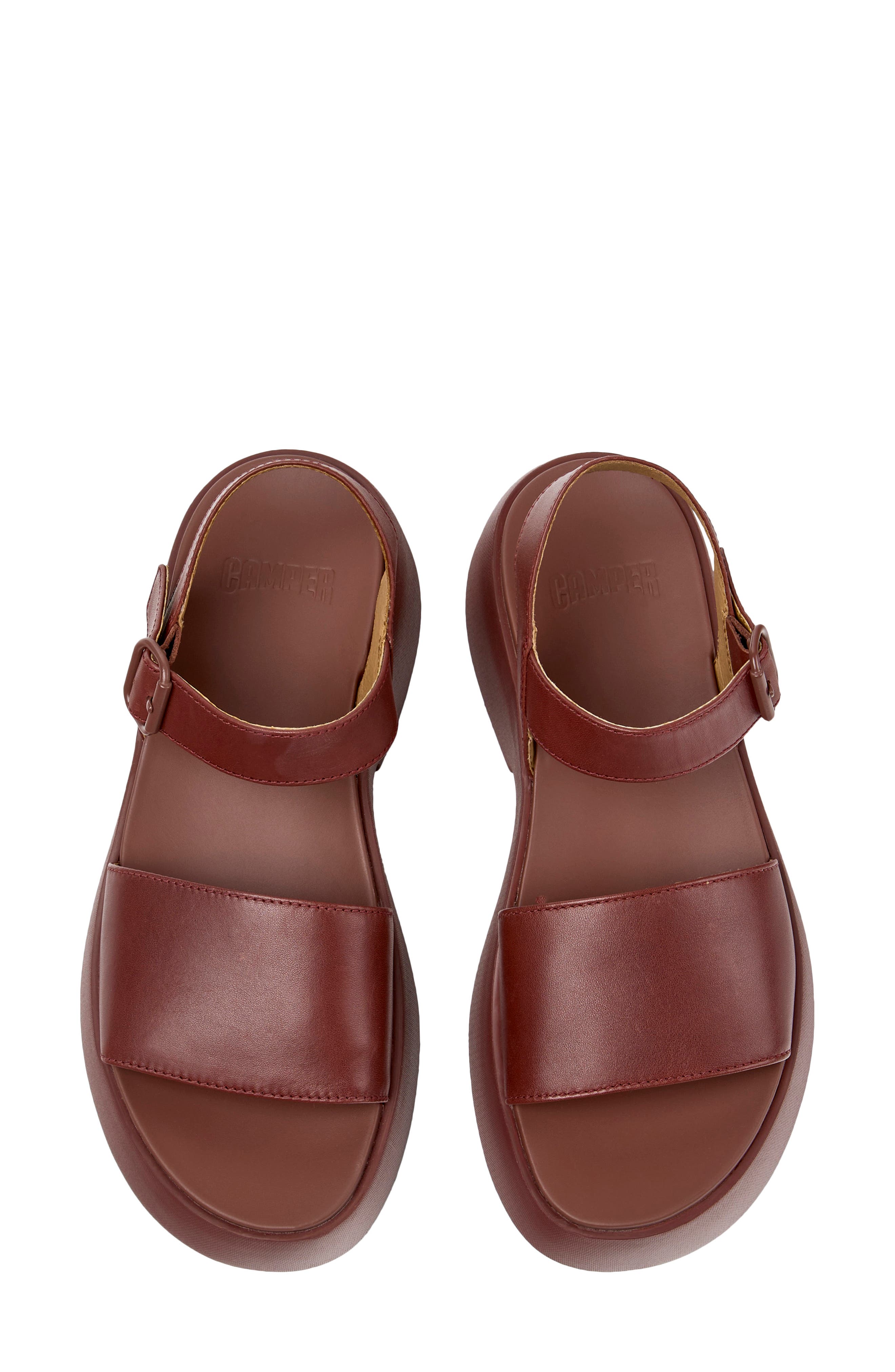 Tasha Ankle Strap Wedge Sandal, Alternate, color, BURGUNDY