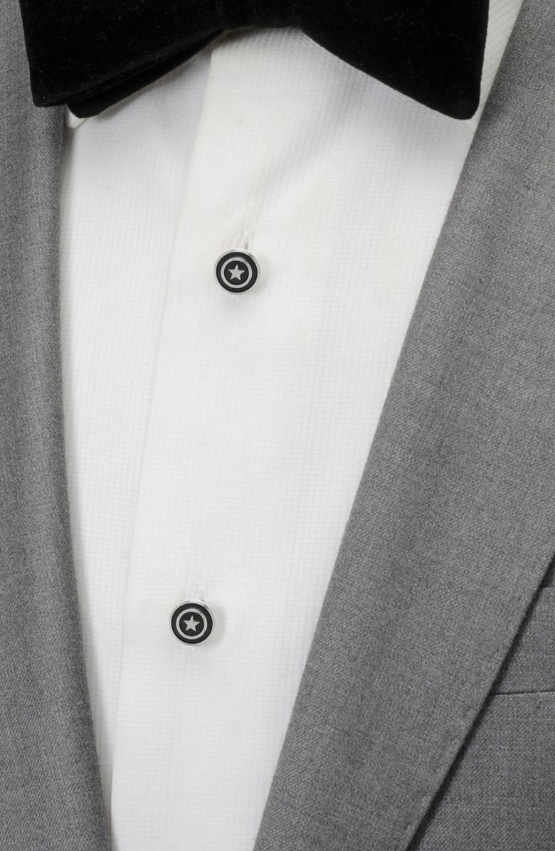 Cufflinks, Inc. Captain America Shield Stud Set, Alternate, color, Silver