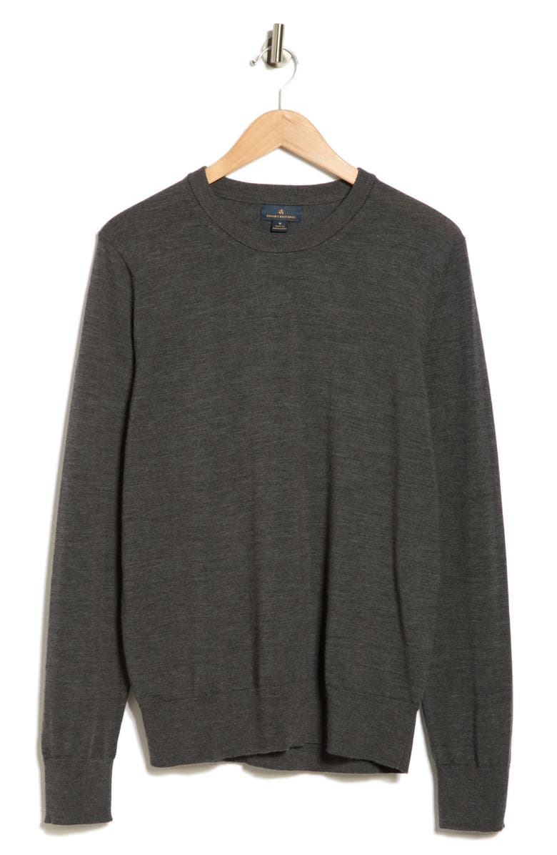 Brooks Brothers Wool Crewneck Sweater, Alternate, color, Charcoal