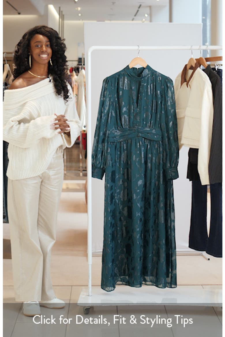 Metallic Floral Long Sleeve Dress video