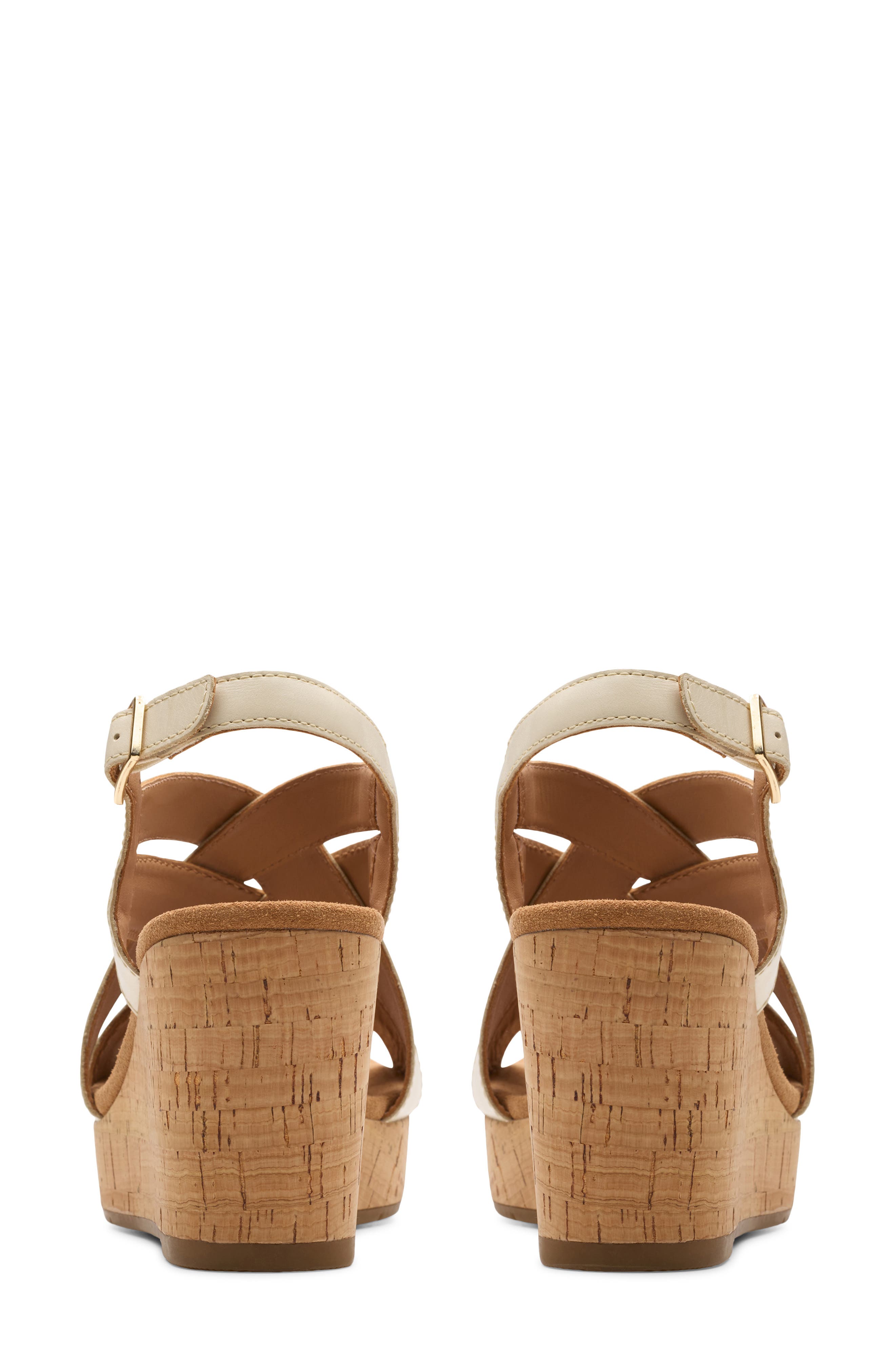 Clarks<sup>®</sup> Sabina Wedge Slingback Sandal, Alternate, color, Cream Leather