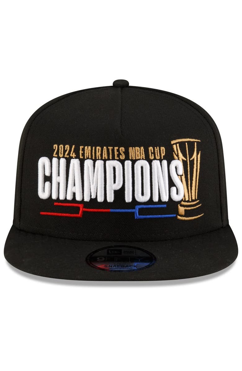 New Era Men's New Era Black Milwaukee Bucks 2024 NBA Cup Champions Locker Room 9FIFTY Snapback Adjustable Hat, Alternate, color, 