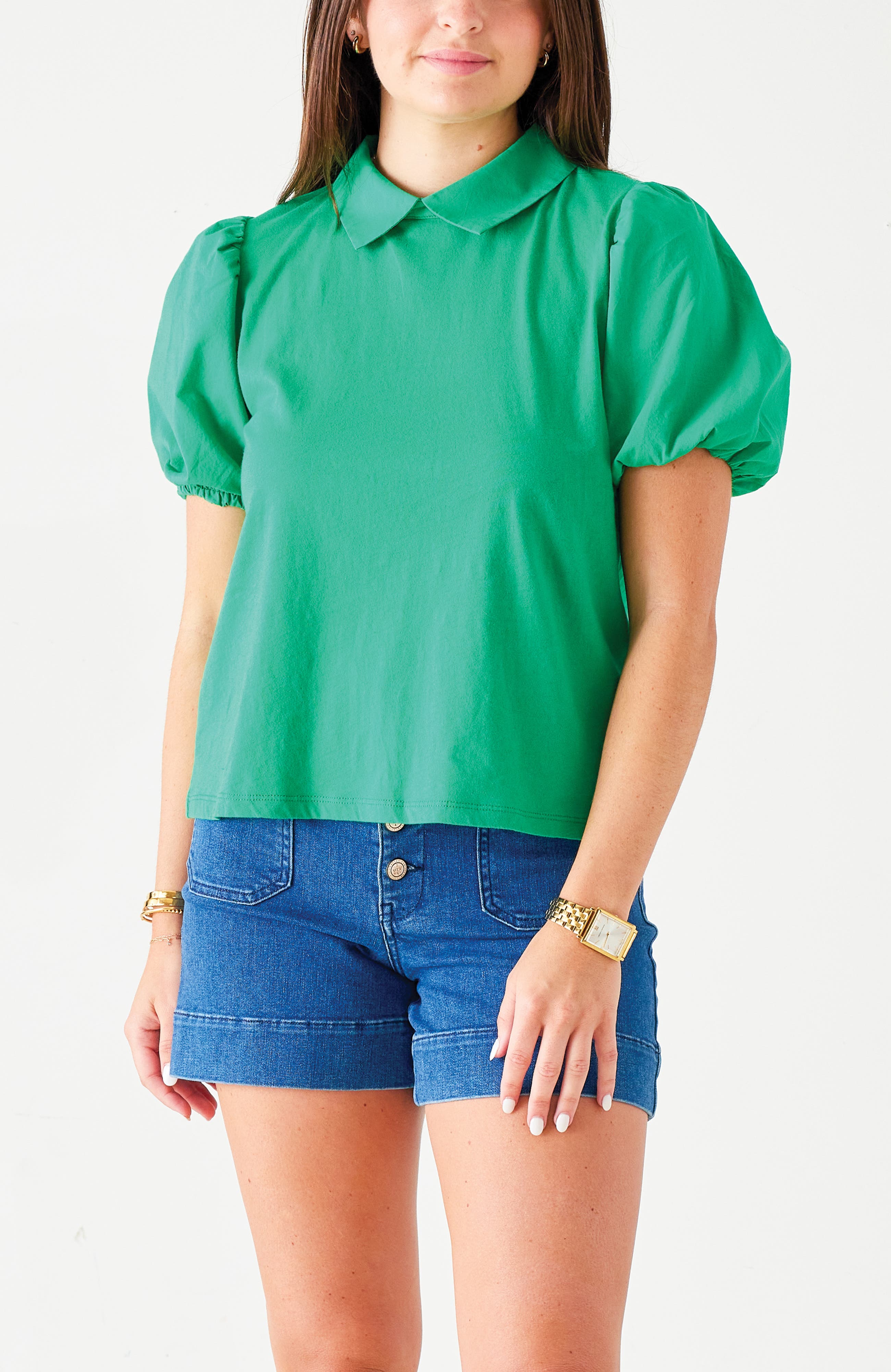 Voyageur by MERSEA Francie Collar Top in Spring Green 