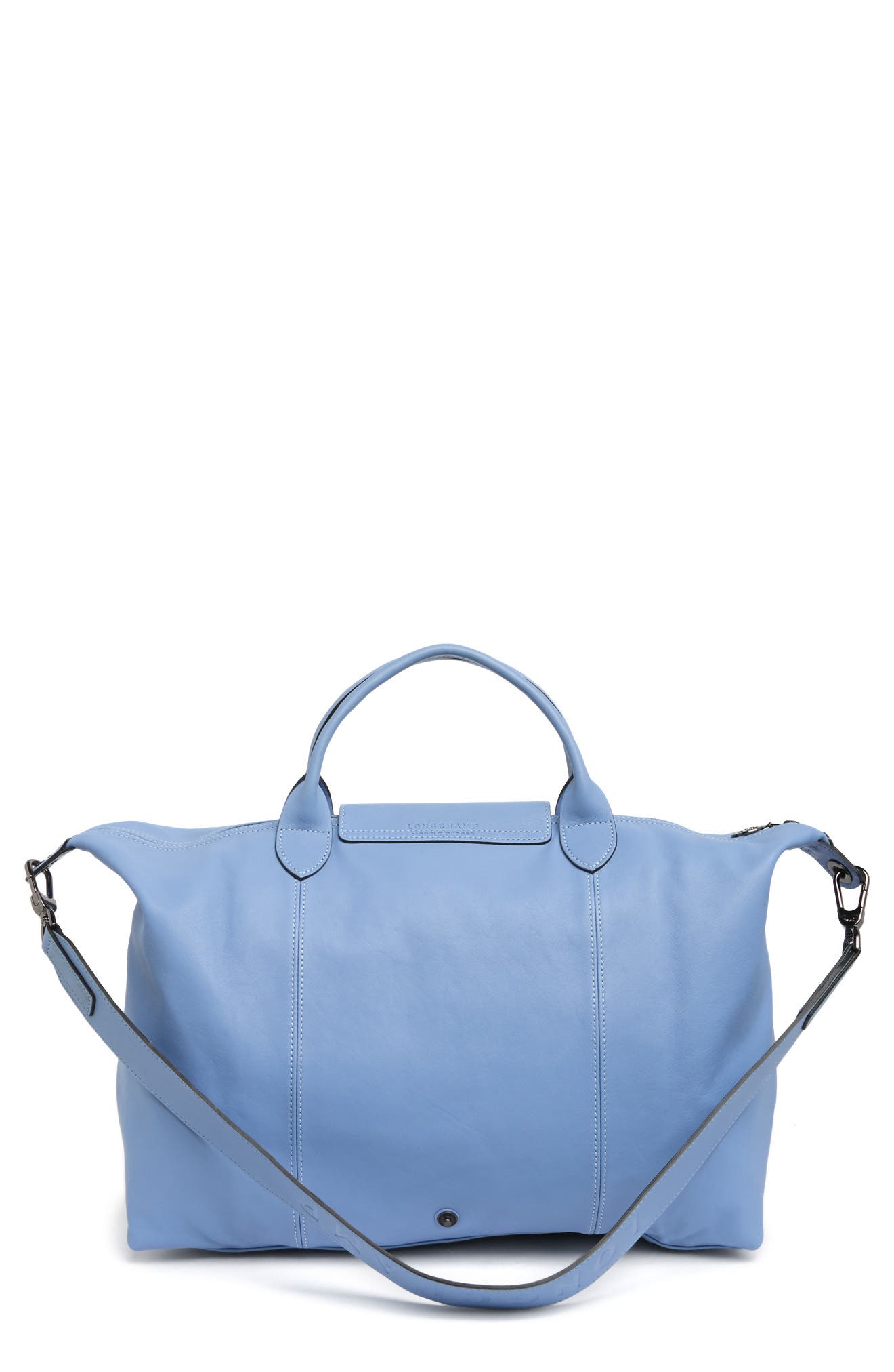 Small 'Le Pliage Cuir' Leather Top Handle Tote, Alternate, color, BLUE