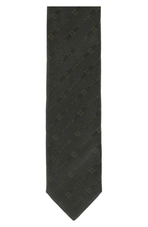 Givenchy Diagonal Logo Jacquard Silk Tie In Gold