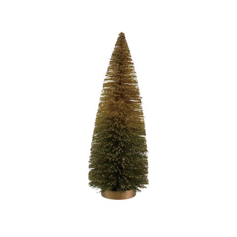 Large Sisal Bottle Brush Tree with Glitter, Green Ombre
