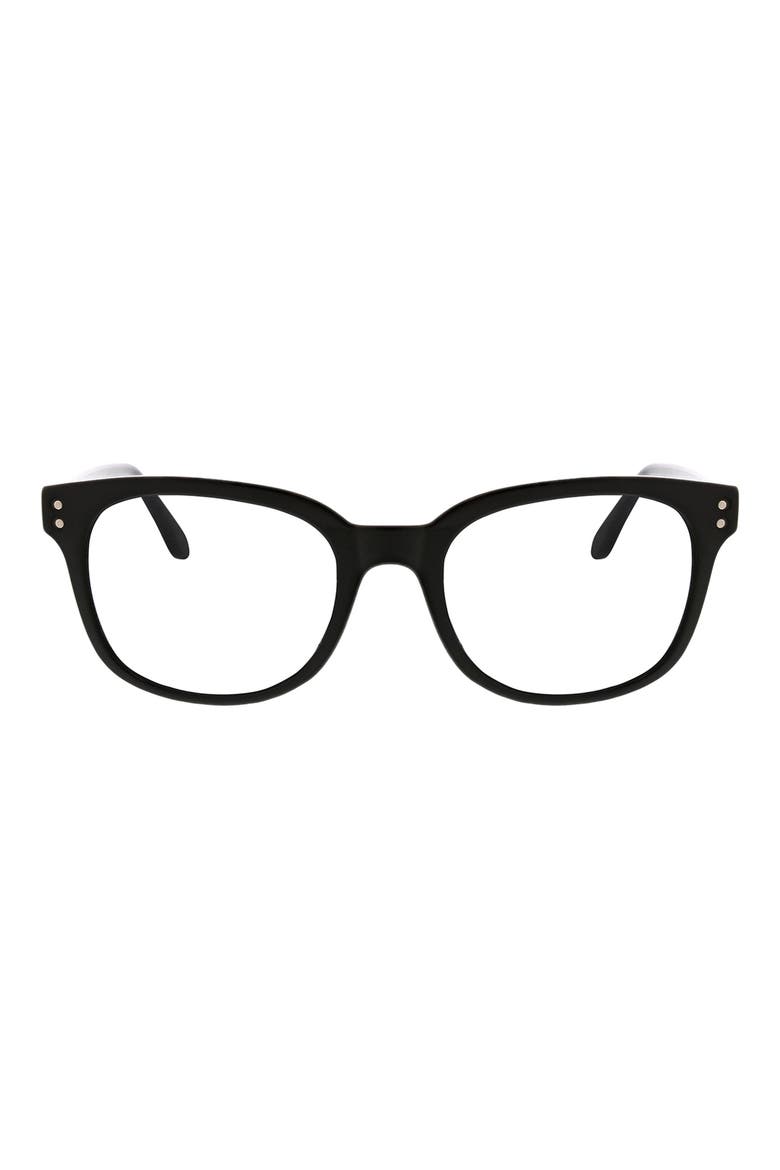 54mm Square Blue Light Blocking Reading Glasses, Main, color, SHINY BLACK