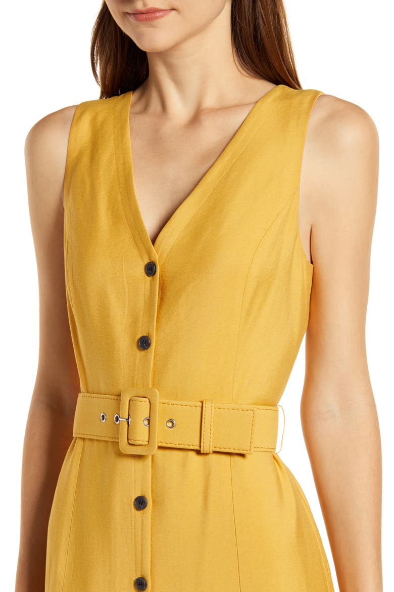 Sleeveless Button-Up Midi Dress (Nordstrom Exclusive), Alternate, color, YELLOW MINERAL