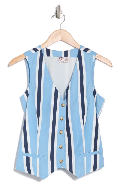 Love By Design April V-neck Vest In Chambray Stripe